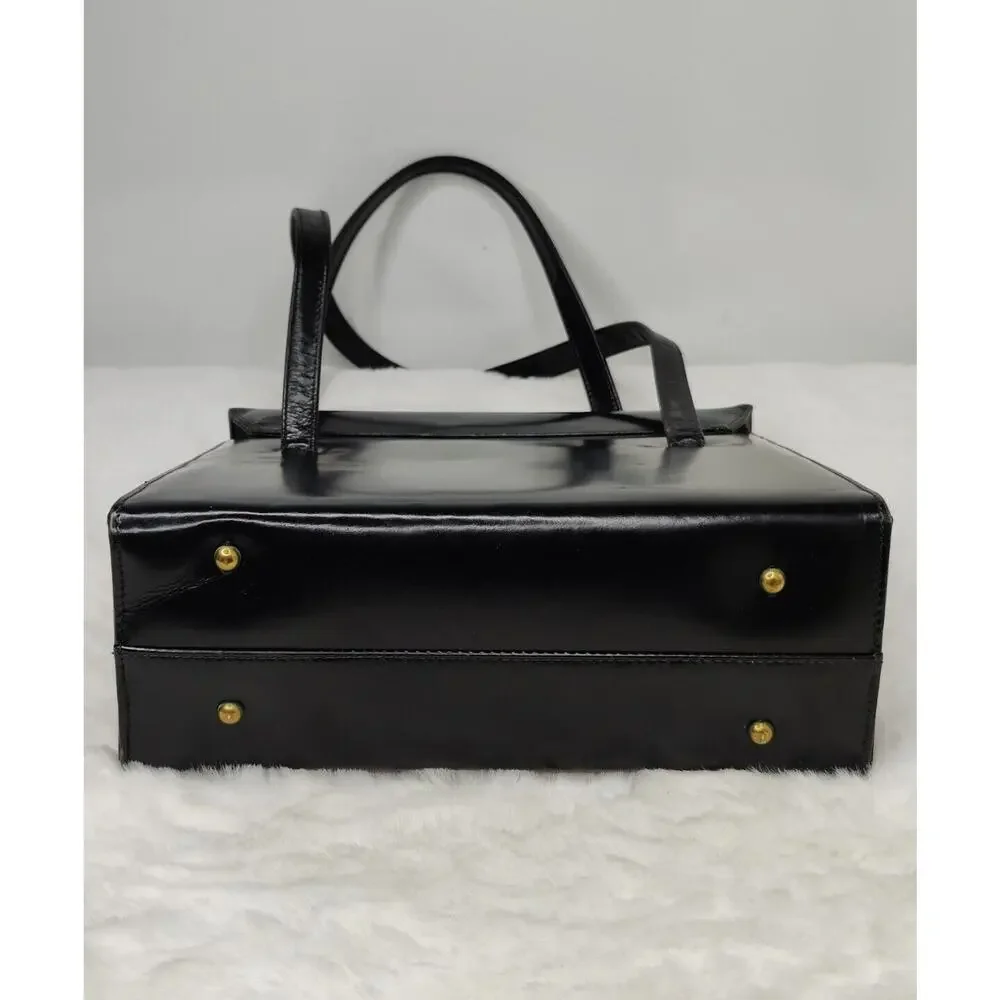 Vintage Black Leather Purse with gold hardwear